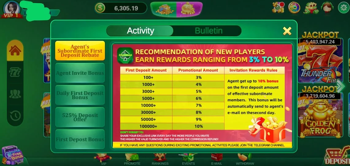 3 Patti Gold Agent Invite Bonus
